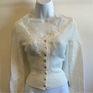Commense Cream Lace Button-Up Blouse